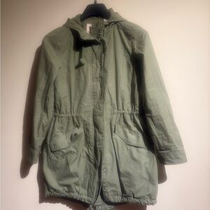 Levis Jacket Womens XS Green Cargo Utility Military Style Zip Snap Hood